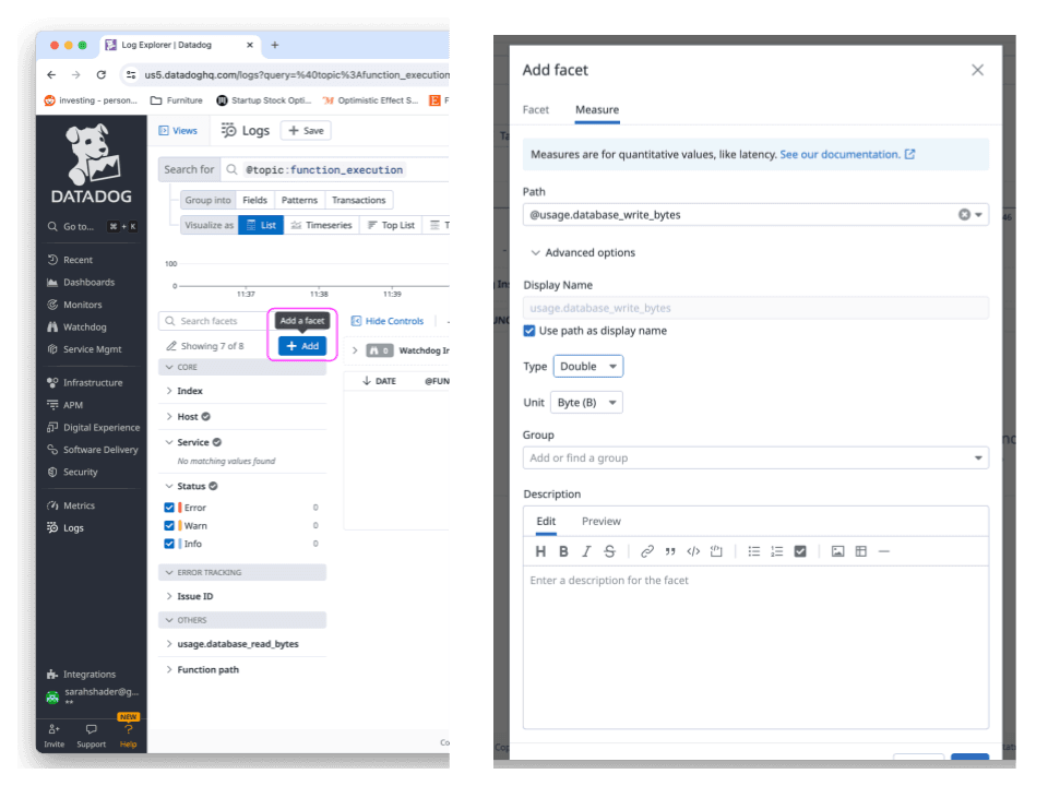 Defining a measure in Datadog