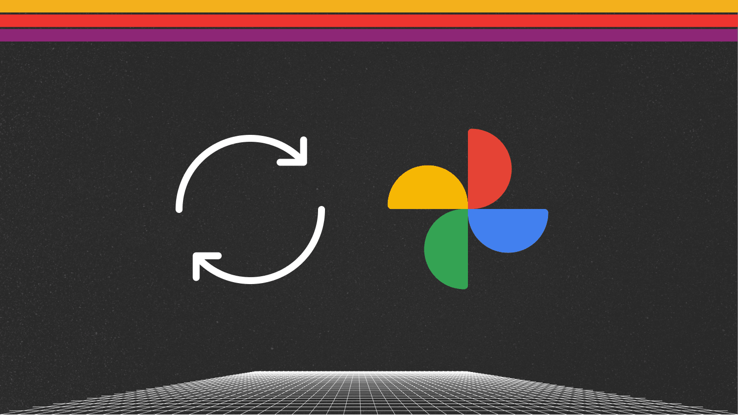 Sync symbol next to the google photos logo