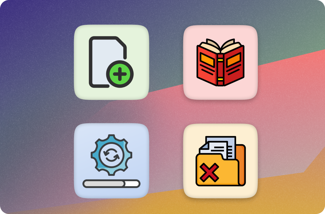 icons representing create, read, update and delete