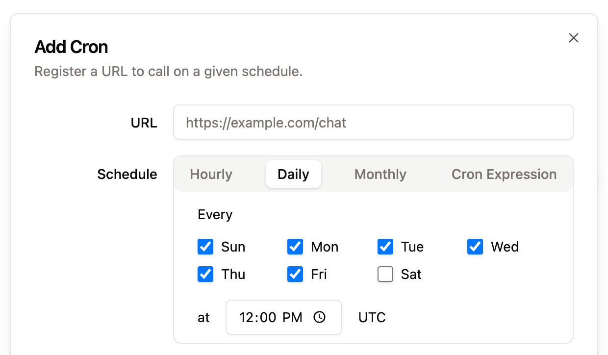 Cronvex.com scheduling form