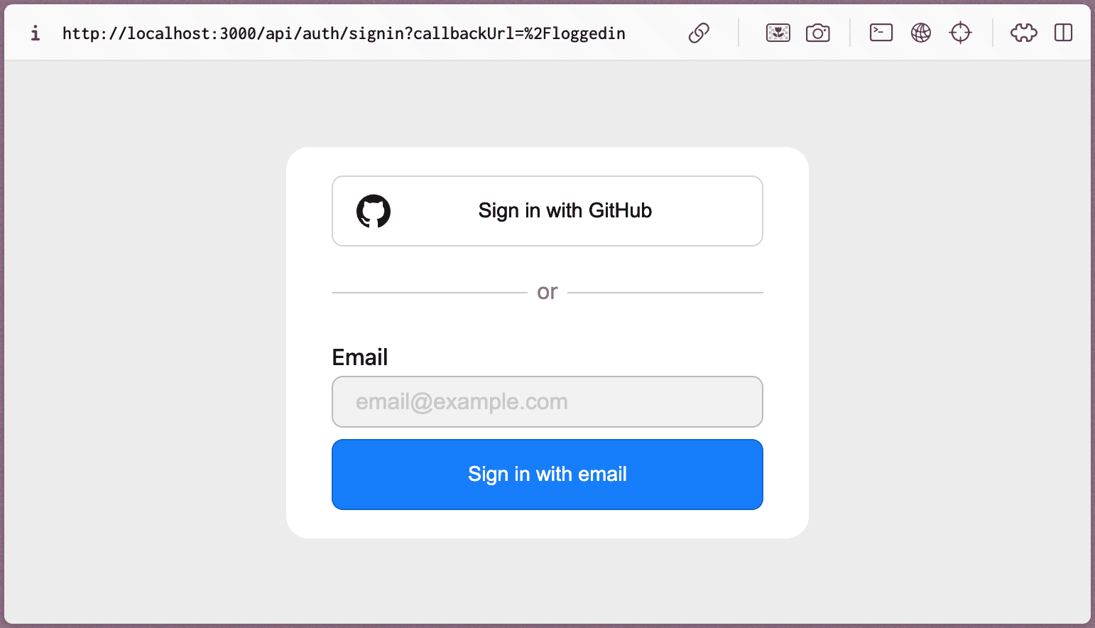 Nextauth sign in screen example