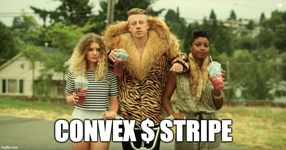 Convex $ Stripe from Macklemore's Thrift Shop Music Video