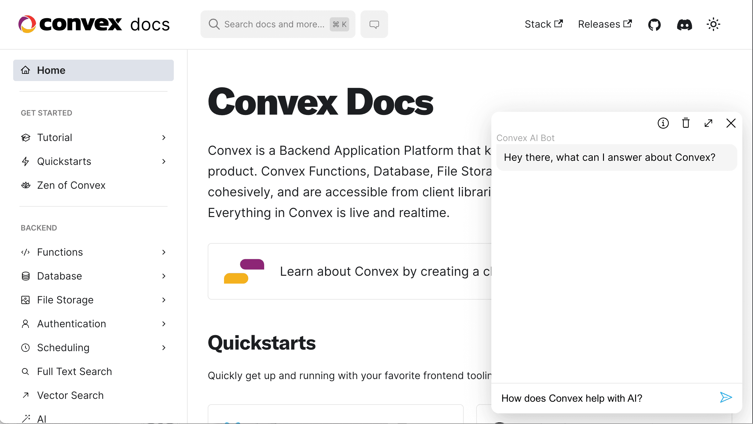 AI chat bot in a docs site