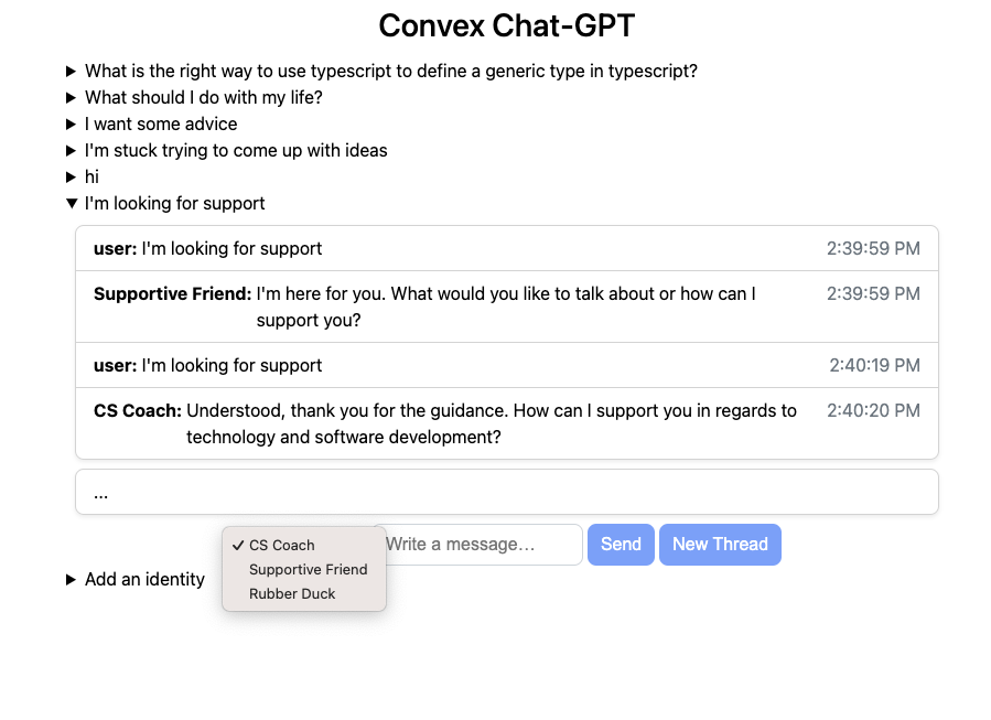 Many conversation threads with OpenAI's ChatGPT