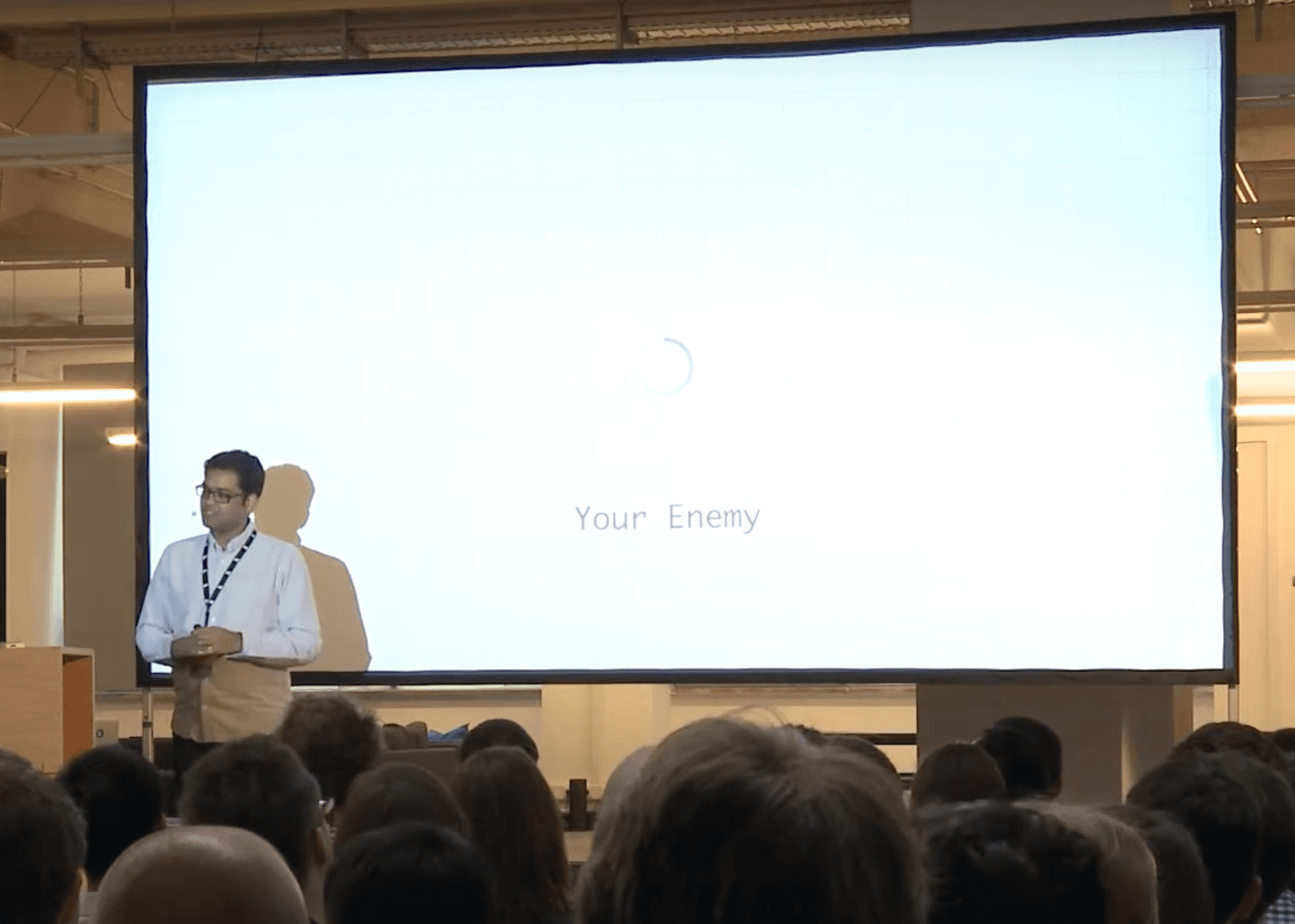 Yours truly telling an audience that the spinner is “Your Enemy” in 2015.