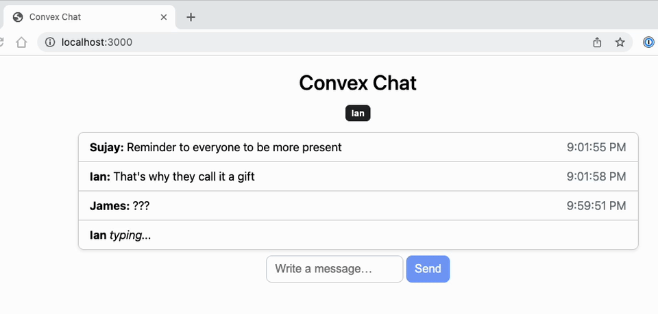 Screenshot showing a typing indicator